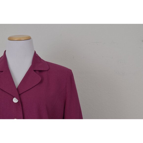 Vintage 90s Lightweight Magenta Silk Blazer by LA Cera size M - Picture 4 of 10